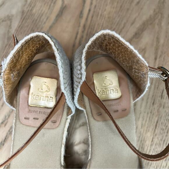 Kanna Anthropologie Suede Wedge Heel Espadrille Taupe Sandal Women’s Size 9 - Picture 8 of 10